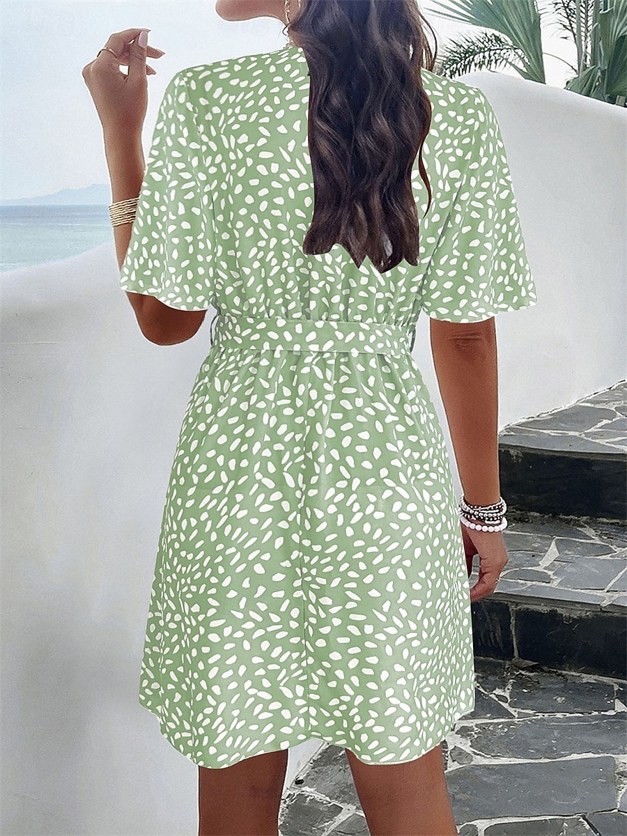Women's Mini Dress Corset Dress A Line Dress Casual Vacation Casual Daily Regular Fit Graphic Short Sleeve V Neck Black Green Summer Spring 2025 - $29.99 –P6