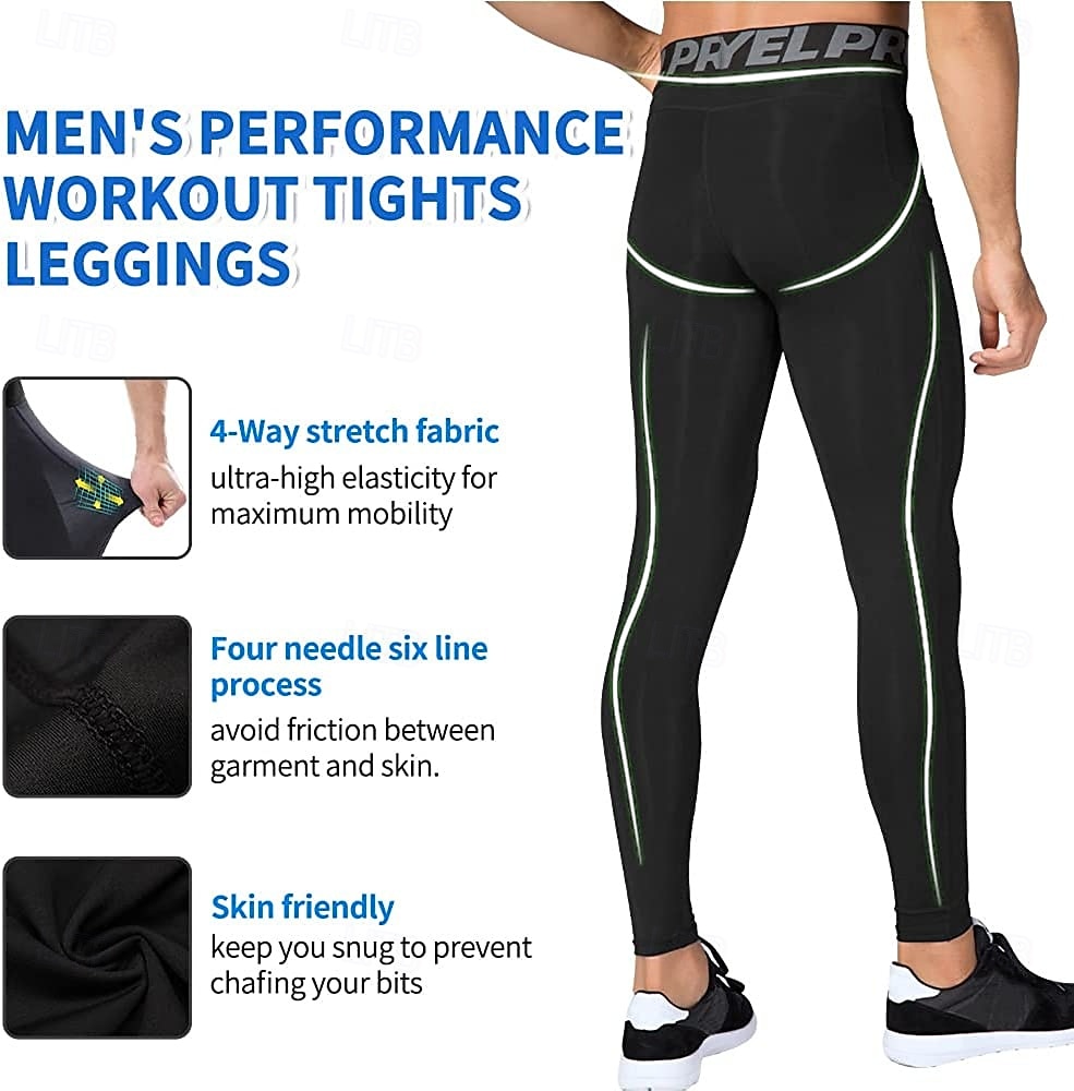 Men's Compression Pants Running Tights Leggings with Phone Pocket Base Layer Athletic Winter Spandex Breathable Quick Dry Sweat wicking Power Flex Fitness Gym Workout Running Skinny Sportswear 2025 - GBP £14 –P3