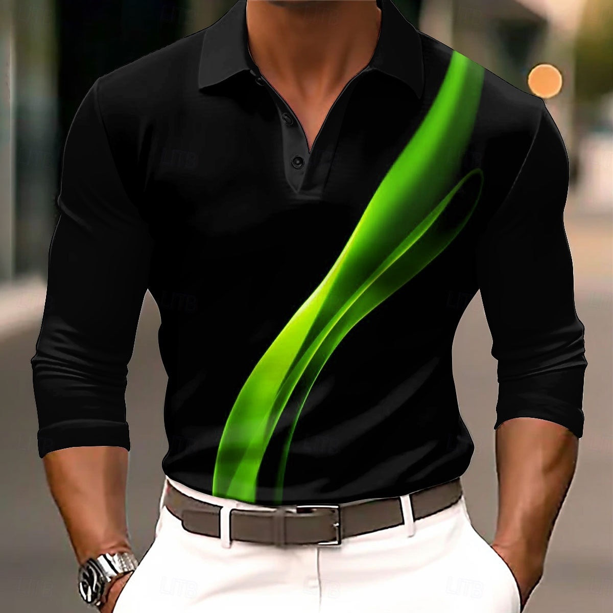 Per uomo Geometrico Linea Maglia da golf Manica Lunga Magliette polo Camicie con Colletto Casual Business Casual Streetwear Athleisure Abbigliamento da Esterno Ferie Stampa 3D Bottoni Primavera del 2026 a $25.99 –P3