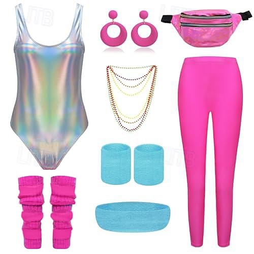 Ретро В стиле 1980-х Тренировка Инвентарь Леггинсы Набор аксессуаров Маскарадный костюм Жен. Маскарад Для вечеринок На каждый день Парад гордости Взрослые Кофты Брюки Сумки Все сезоны 2026 - $46.99 –P6