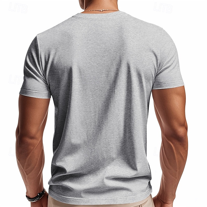 Herren T Shirt T-Shirt V-Ausschnitt T-Shirt Kurzarm V Ausschnitt Ganzjahres Einfach Mode Designer Basic Urlaub Straße Ausgehen Wein Schwarz Weiß Top T-Shirt für Herren 2025 - $12.49 –P11