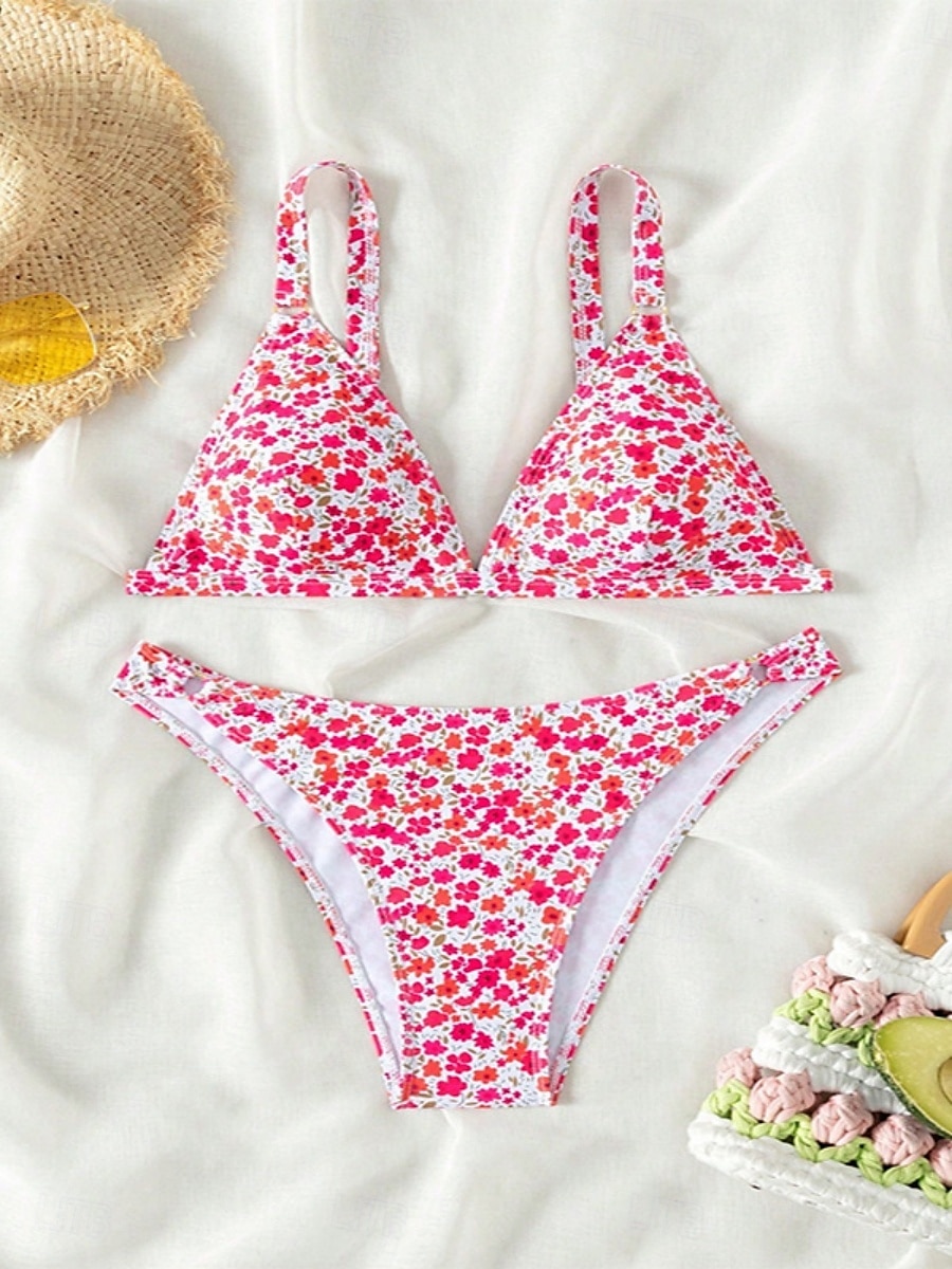Női Fürdőruha Bikini 2 darab Merész Fürdőruha Nyitott hátú Vékony Szabadság Strandruházat Virágos V-alakú Ujjatlan Fürdőruhák 2025 - $16.49 –P4