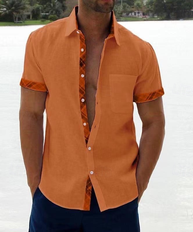 Herren Hemd Sommerhemd Freizeithemd Strandhemd Knopfhemd Schwarz Weiß Rosa Blau Orange Kurzarm Einfach Muster Revers Urlaub Hawaiianisch Button-Down Bekleidung Polyester Mode Lässig Bequem 2025 - $17.99 –P7