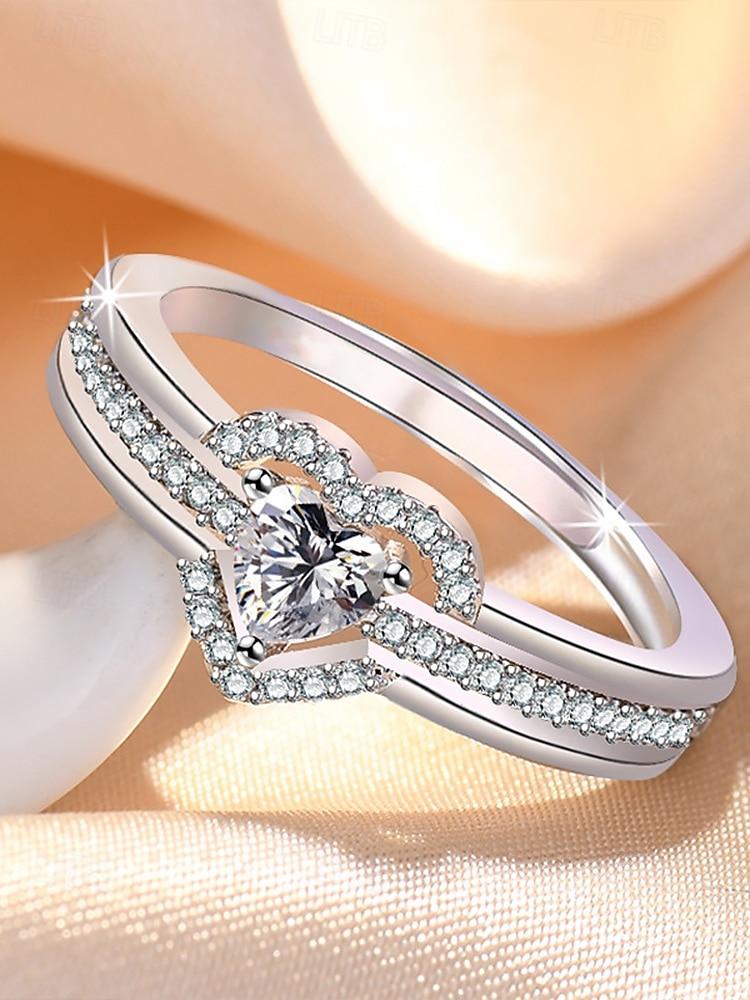 Women's rose gold plated heart ring with cubic zirconia - an elegant engagement ring for a special occasion 2025 - $9.99 –P4
