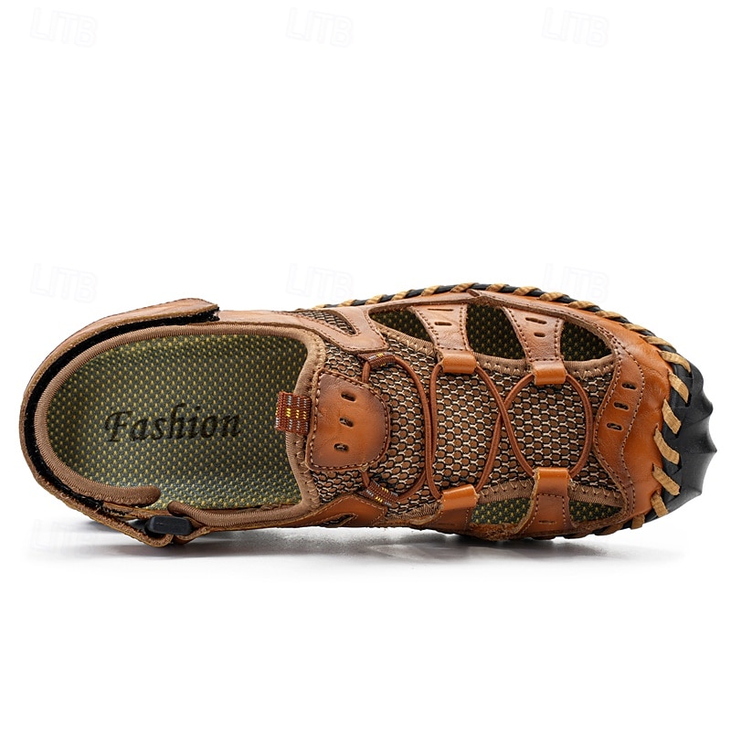 Per uomo Sandali Scarpe fatte a mano Pelle crosta Traspirante Comodo Antiscivolo Con lacci intrecciali Giallo-marrone Nero Marrone del 2025 a $34.99 –P5
