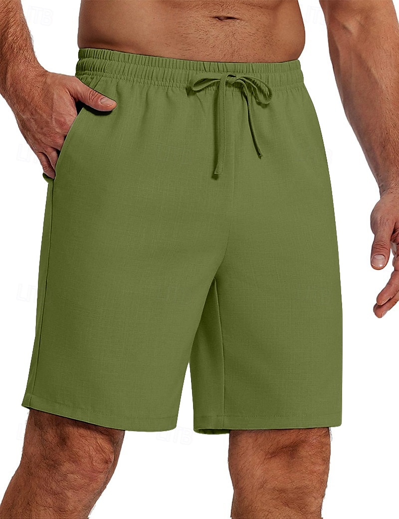Per uomo Shorts Shorts di Lino Pantaloncini Estivi Shorts da Spiaggia Coulisse Elastico in vita Gamba Dritta Semplice Traspirante Lunghezza al ginocchio Yoga Quotidiano Spiaggia Moda Athleisure Nero del 2026 a $18.99 –P6