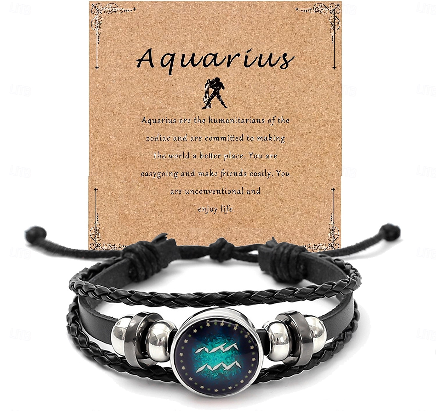 multilayer constellation zodiac läder armband handgjorda vävda stjärntecken wrap armband armband för kvinnor män smycken födelsedagspresent 2025 - $14.99 –P5