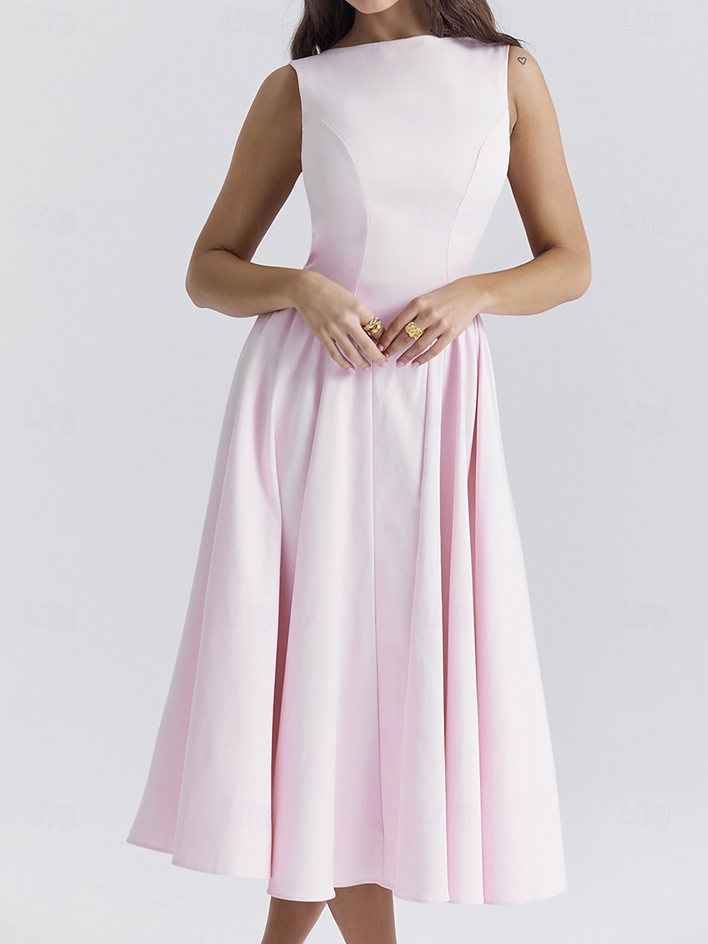 Retro Vintage 1950s Midi Dress Flare Dress Spaghetti Strap Corset Solid Color A-Line Slash Neck Women's Masquerade Wedding Vacation Tea Party Adults' Dress 2025 - $26.99 –P5