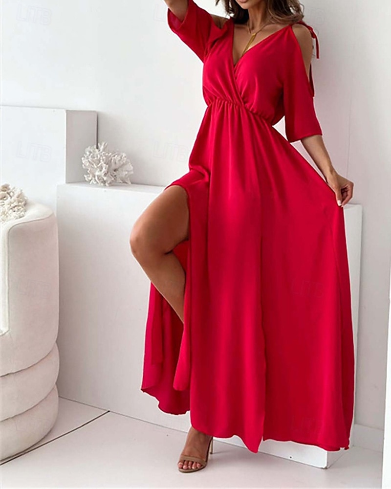 Per donna Abito Lungo Maxi Abito Vestito Casual Vestito a ruota Abito Estivo Moda All'aperto Ferie Data Vestibilità regolare Semplice Senza Maniche Scollo a V Nero Rosa Rosso Estate Primavera del 2026 a $24.99 –P1