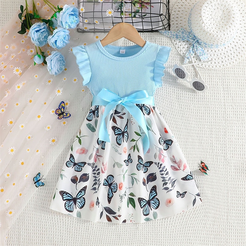 Děti Dívčí Šaty Květinové šaty Květiny Bez rukávů Venkovní Ležérní Volány Módní Denní Polyester Délka ke kolenům Volnočasové šaty Áčkové šaty Léto 4 roky + Světlá růžová Rubínově červená Fialová 2025 - $20.99 –P9