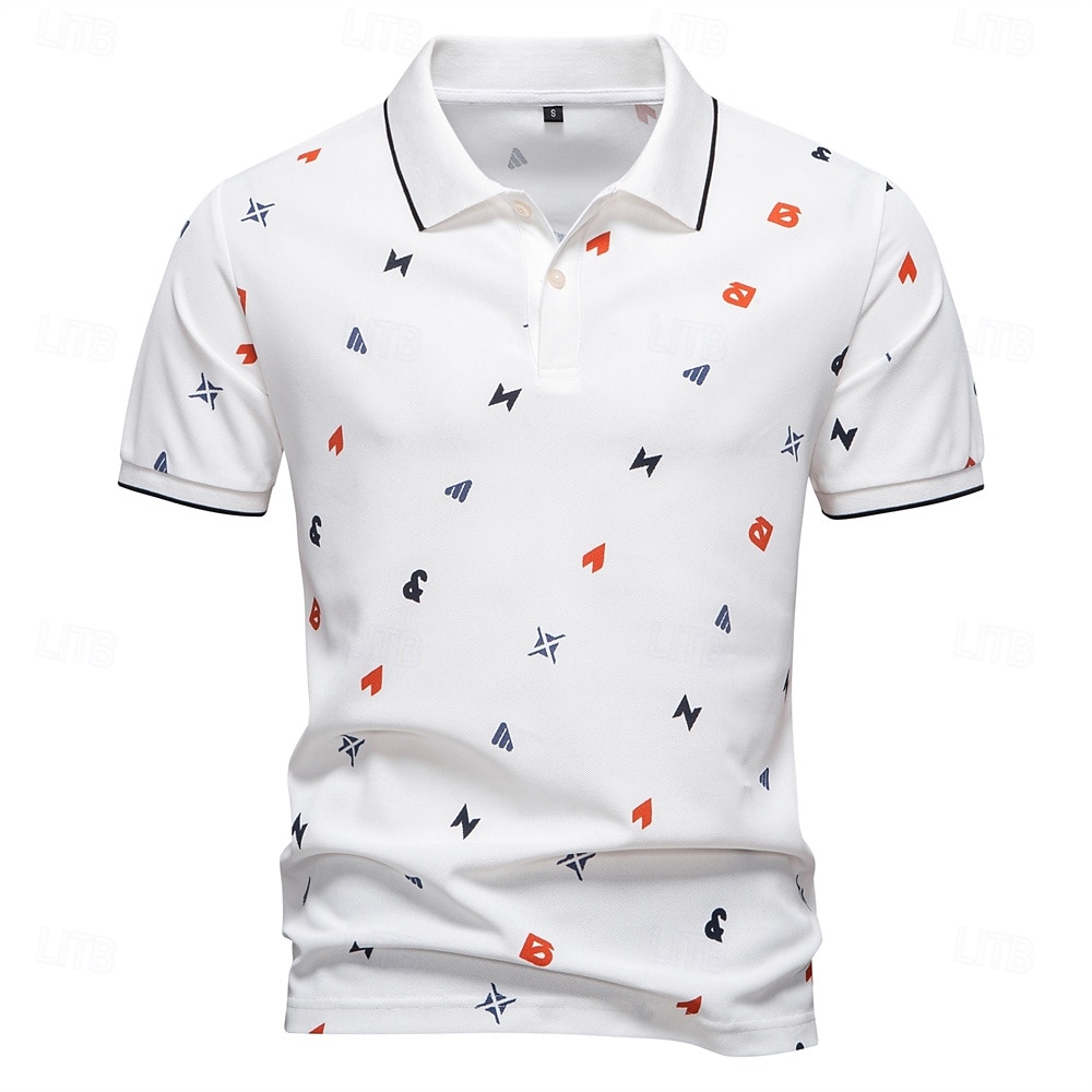 Men's Polo Knit Polo Sweater Formal Work Turndown Short Sleeve Letter & Number Buttons Summer White Green Beige Polo 2026 - $24.99 –P1