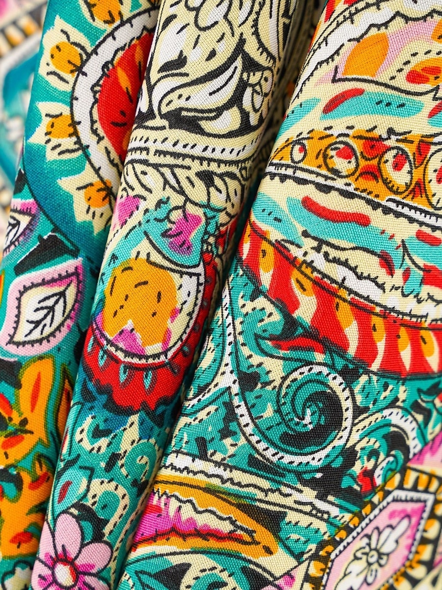 Damers baddräkter cover up baddräkt knappar semester strandkläder paisley v-hals långärmad baddräkter 2025 - $16.99 –P7