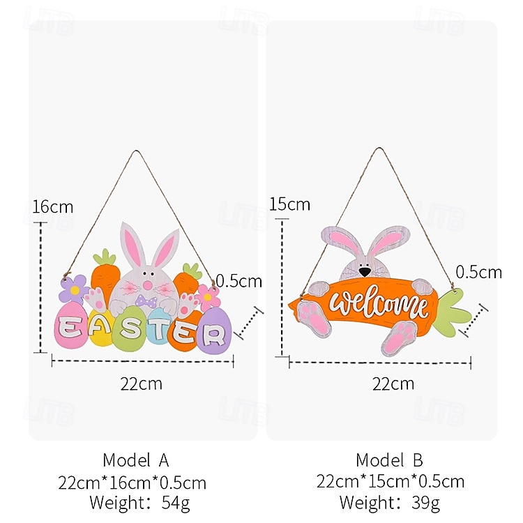 عبوتان من زينة عيد الفصح، حروف خشبية مزخرفة، زينة أرنب عيد الفصح المعلقة لتزيين المنزل في موسم الأعياد، زينة جدارية أو بابية ربيعية، إكسسوارات احتفالية 2026 - $12.99 –P6