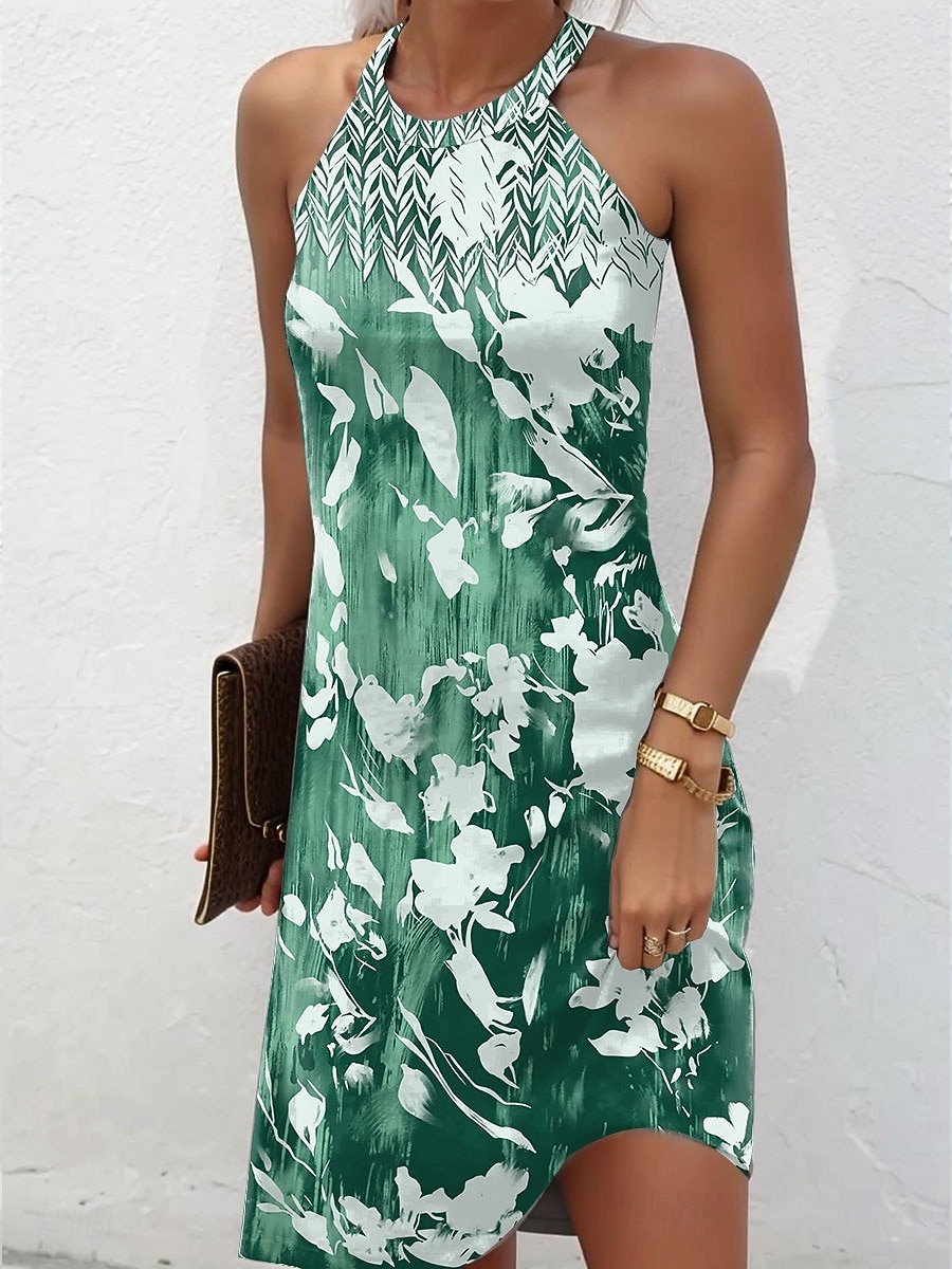 Per donna Mini Abito Vestito Casual Abito Estivo Vacanza Casual Quotidiano Vestibilità regolare Floreale Grafico Senza Maniche All'americana Blu Rosa Verde Estate del 2026 a $29.99 –P2
