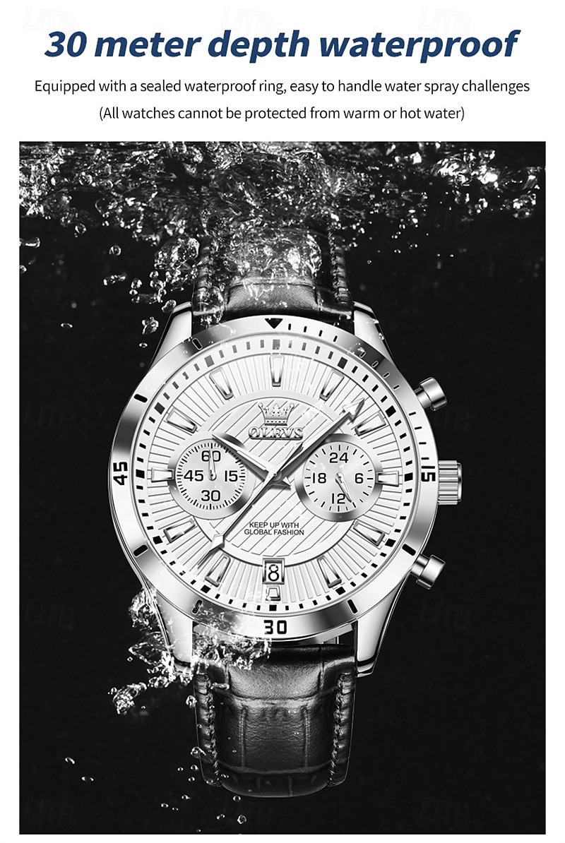 New Olevs Men'S Business Watch Chronograph Calendar 24-Hour Indicator Multi-Functional Quartz Watch Fashion Trend Waterproof Sports Watch 2025 - $35.99 –P7