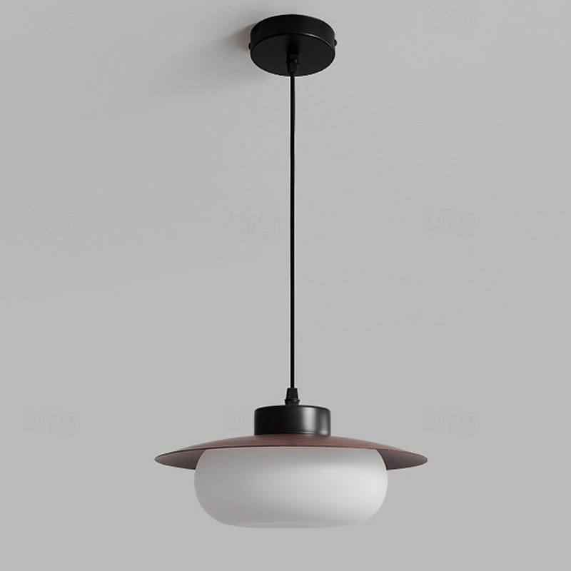 Wabi Sabi Retro Wood Lighting Fixture Milk White Glass Shade Japanese Style Walnut Wood Decor Hanging Ceiling Lamp 28cm 110-240V 2025 - $165.99 –P4