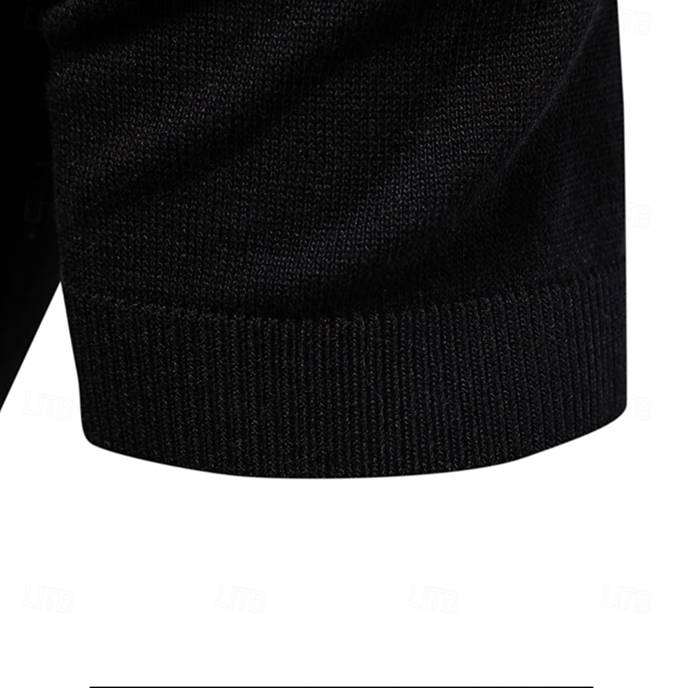 Men's Polo Knit Polo Sweater Formal Work Turndown Quarter Zip Short Sleeve Striped Zip Up Stripe-Trim Spring Black White Khaki Polo 2025 - $28.99 –P22