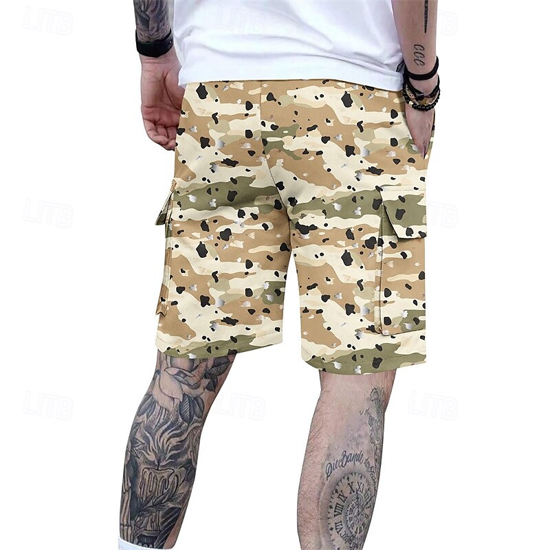 Homens Bermuda Cargo Shorts camuflados Calção Shorts de verão Com Cordão Cintura elástica Bolso multi Côr Camuflagem Conforto Vestível Comprimento do joelho Ao ar livre Esporte Diário Moda Casual de 2025 por $18.99 –P13