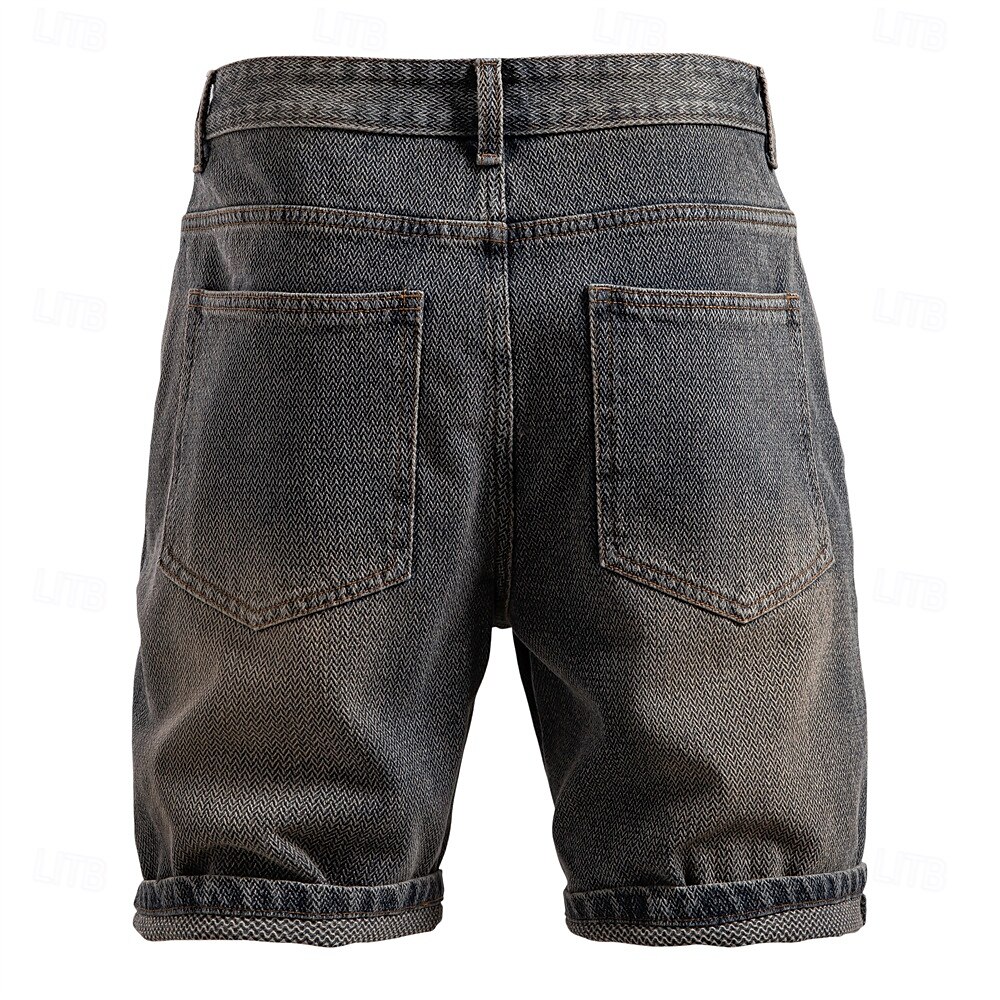 Herre Jeans Dongerishorts Knapper Lomme Gradert Knelengde utendørs Feriereise Avslappet Ferie Årgang Blå Grå Mikroelastisk 2025 - $20.99 –P5