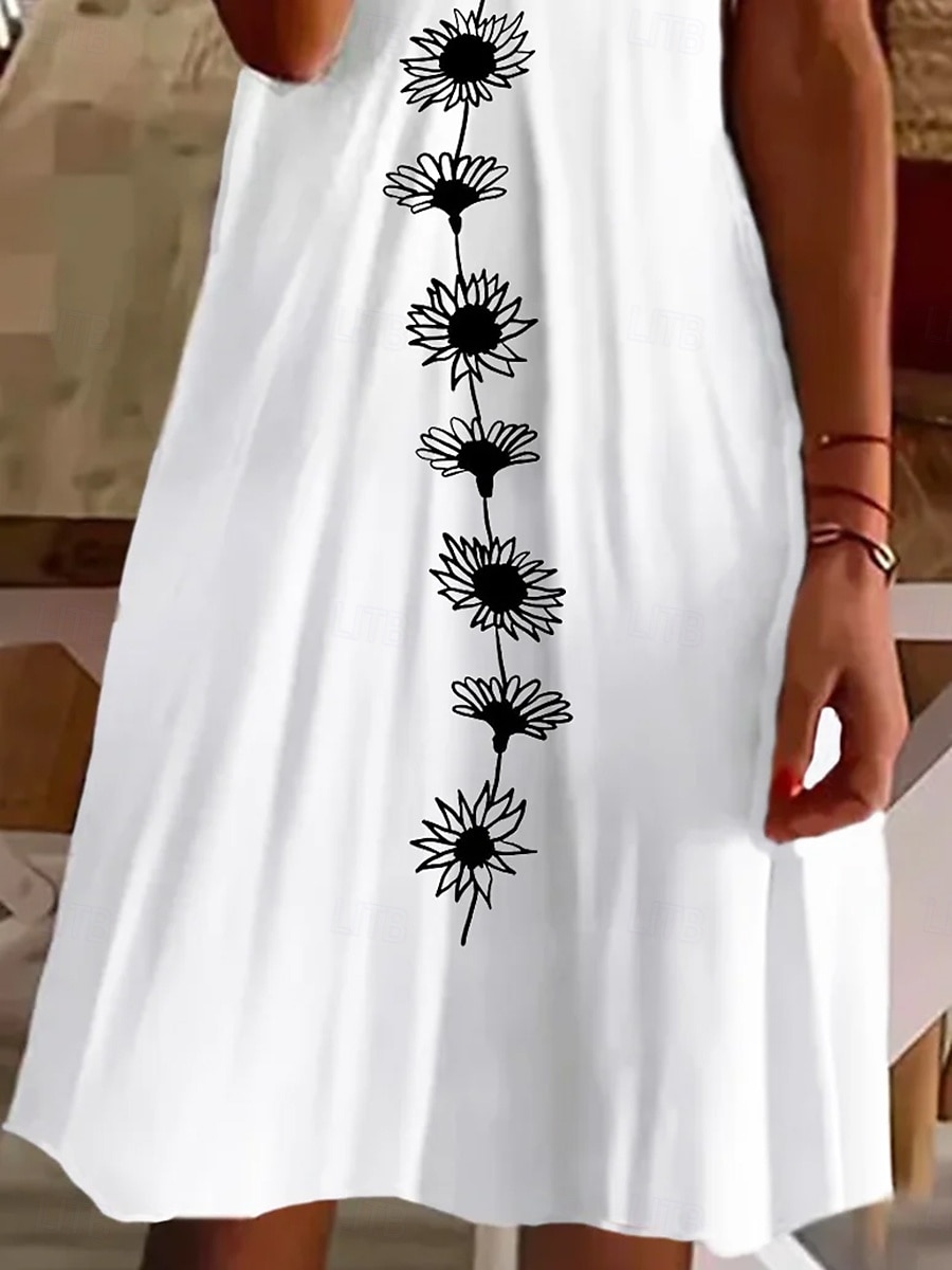 Femmes Mini Robe Robe Décontractée Occasionnel Quotidien Coupe régulière Fleuri Manche Courte Col ras du cou Blanche Été de 2025 ? $23.99 –P2