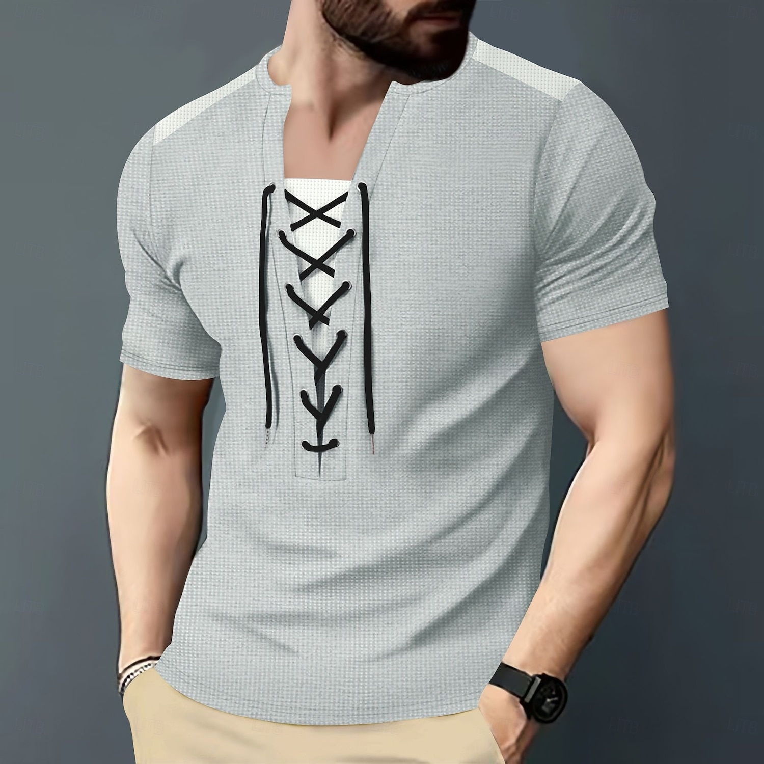 Men's Henley Shirt Tee Short Sleeve Shirt Tee Top Short Sleeve Crewneck Summer Color Block Solid / Plain Color Fashion Designer Fashion Vacation Street Going out Wine Black White Top Tee for Men 2025 - $20.99 –P11