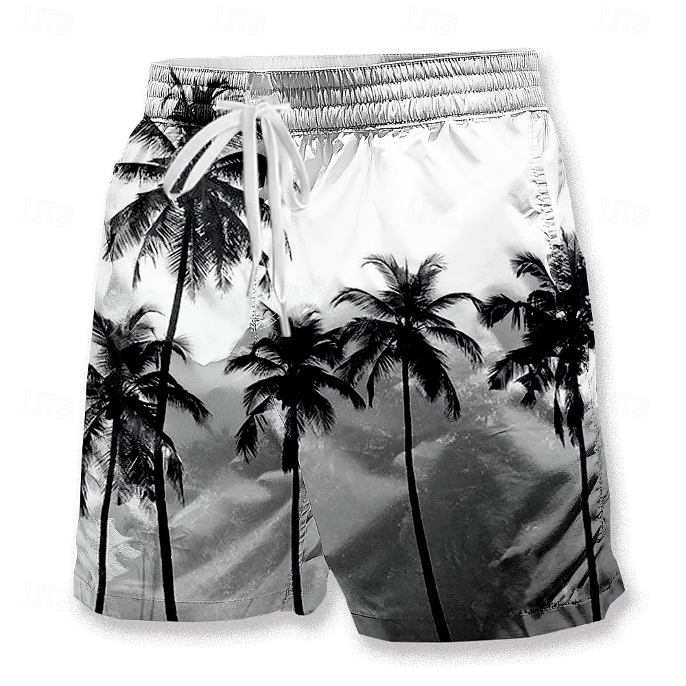 Men's Coconut Tree 3D Print Swim Trunks Swim Shorts Board Shorts Mid Waist Hawaiian Casual Vacation Holiday Beach Wear Side Pockets Mesh Lining Elastic Drawstring Waist Designer Clothing Apparel 2026 - $20.99 –P1