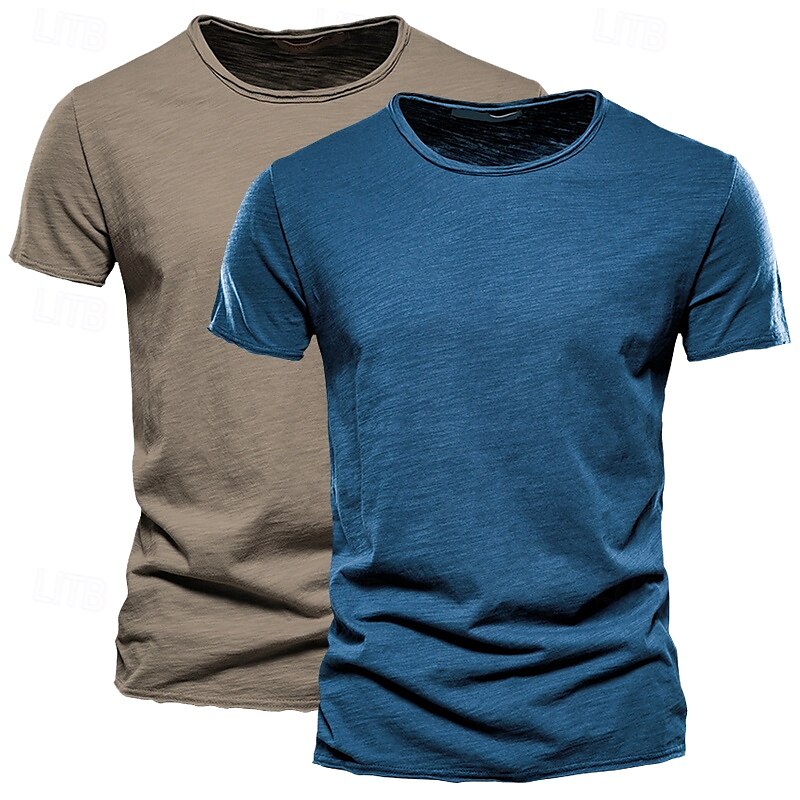 Homens Camiseta T-shirt Camiseta de bambu Manga Curta Gola Redonda Verão Tecido Moda Designer Básico Estilo Clássico Férias Rua Para Noite Preto+ Cáqui Branco+Verde Exército Azul+Caqui Top Tee para de 2025 por $27.99 –P7