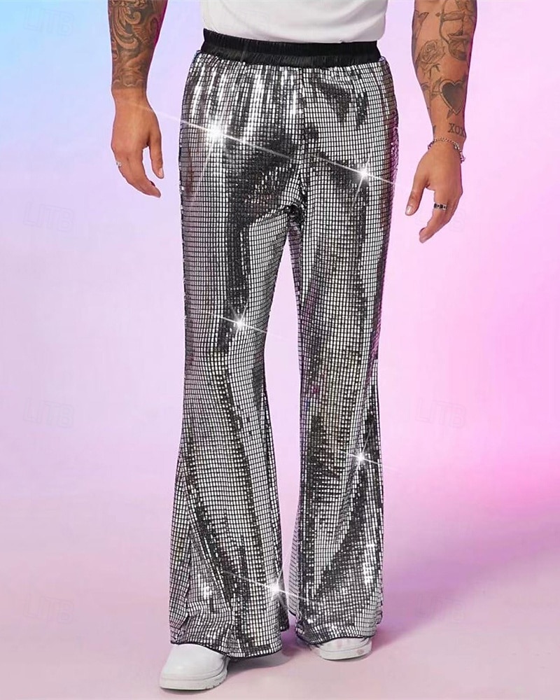 Per uomo Pantaloni da discoteca Pantaloni Pantaloni casual Paillettes Tasca Elastico in vita Semplice Comodità Feste Palcoscenico Luci da discoteca Vintage Glitter Argento Rosso Micro-elastico del 2025 a $31.99 –P1