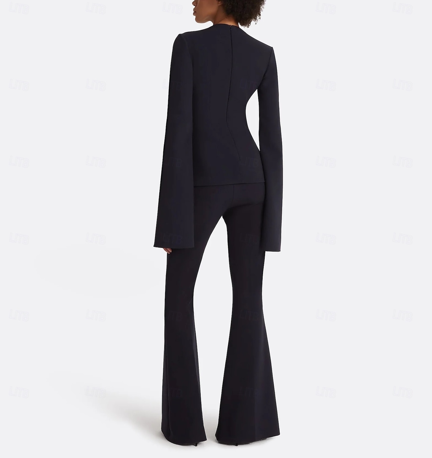 Completo in due pezzi tuta  completo pantaloni madre della sposa elegante scollo a gioiello lunghezza pavimento in tessuto elasticizzato maniche corte con colore solido del 2025 a $178.99 –P2