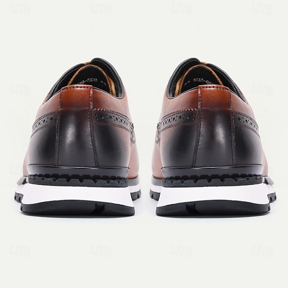 sneakers brogue in vera pelle da uomo – scarpe oxford vintage con punta a coda di rondine fatte a mano con dettagli classici traforati per abbigliamento business e casual del 2026 a $99.99 –P5