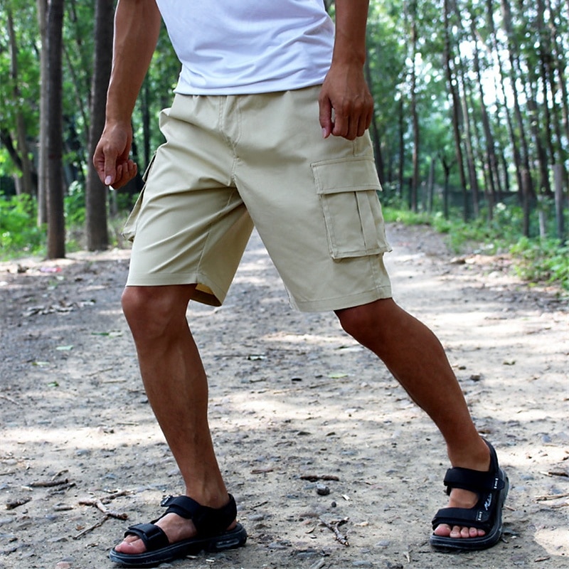 Homens Bermuda Cargo Calção Shorts de verão Shorts de Trilha Com Cordão Cintura elástica Bolso multi Tecido Conforto Vestível Comprimento do joelho Ao ar livre Esporte Diário Moda Casual Preto Azul de 2025 por $21.99 –P3