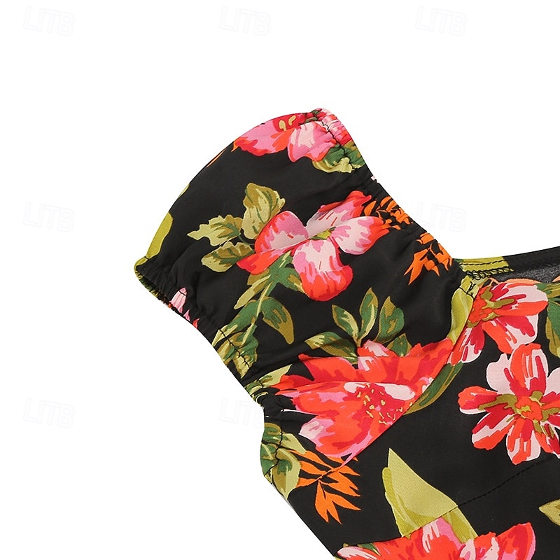1950s Retro Antiguo Rockabilly Hasta la Rodilla Vestidos Vestido de té Vestido swing Floral Ajustado / Acampanado Columpio Disfraz Mujer Navidad Carnaval Año Nuevo Reunión de Antiguos Alumnos Ropa 2026 - $23.99 –P18