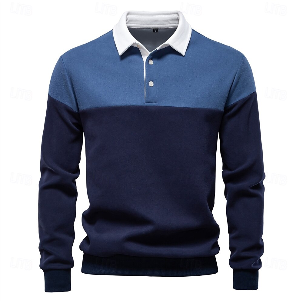 Herr Polo sweatshirt Gul Armégrön Rubinrött Blå Grön Kavajslag Färgblock Ledigt Dagligen Sport Ledigt Vår & Höst Kläder Pull Tröjor Långärmad 2025 - $25.99 –P57
