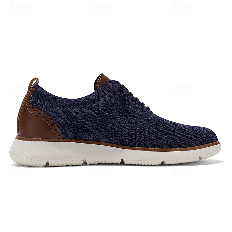 Atmungsaktive Strick-Sneaker für Herren mit Kunstlederakzenten – stylische, leichte Sportschuhe für die Freizeit und den Komfort im Alltag 2025 - $46.99 –P9