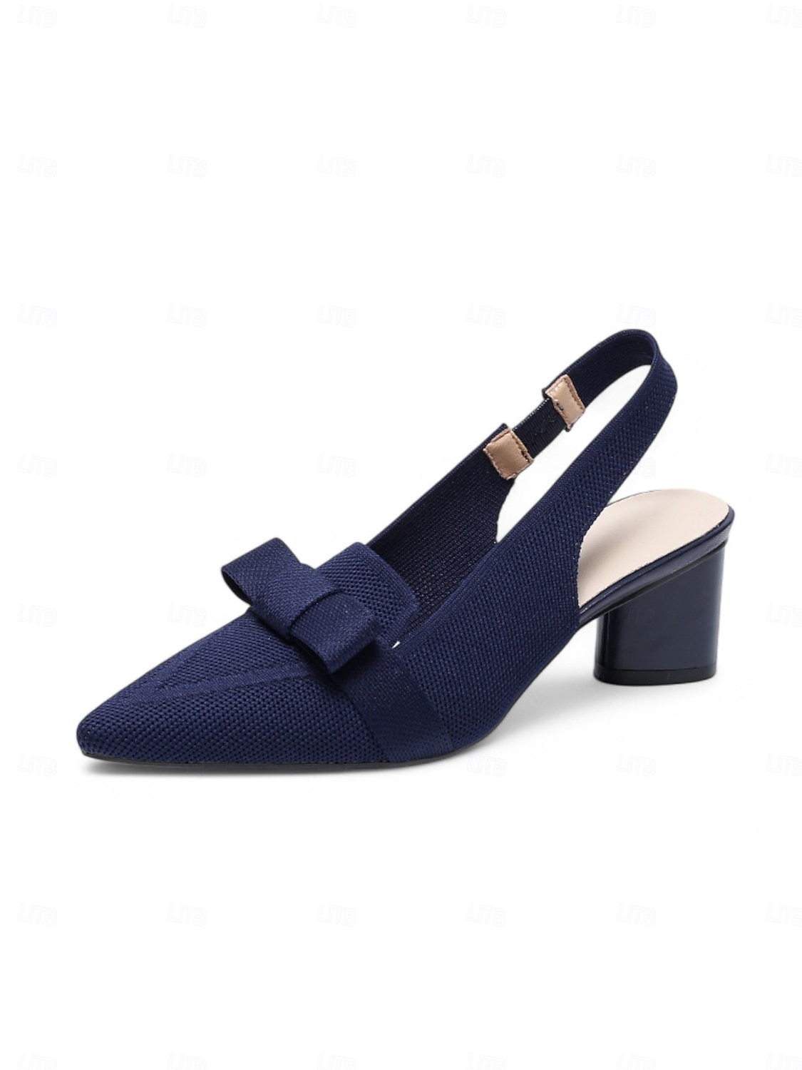slingback sarok masnival, flyknit hálós felsőrésszel és blokksarkúval elegáns irodai viselethez és esti rendezvényekhez 2025 - $34.99 –P6