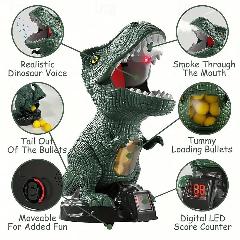 giocattolo da tiro a dinosauro giocattoli a forma di dinosauro per bambini 5-7 2 pistole a pompa ad aria e 24 proiettili di schiuma giocattoli per esercizi di coordinazione occhio-mano regali per del 2025 a $61.99 –P5