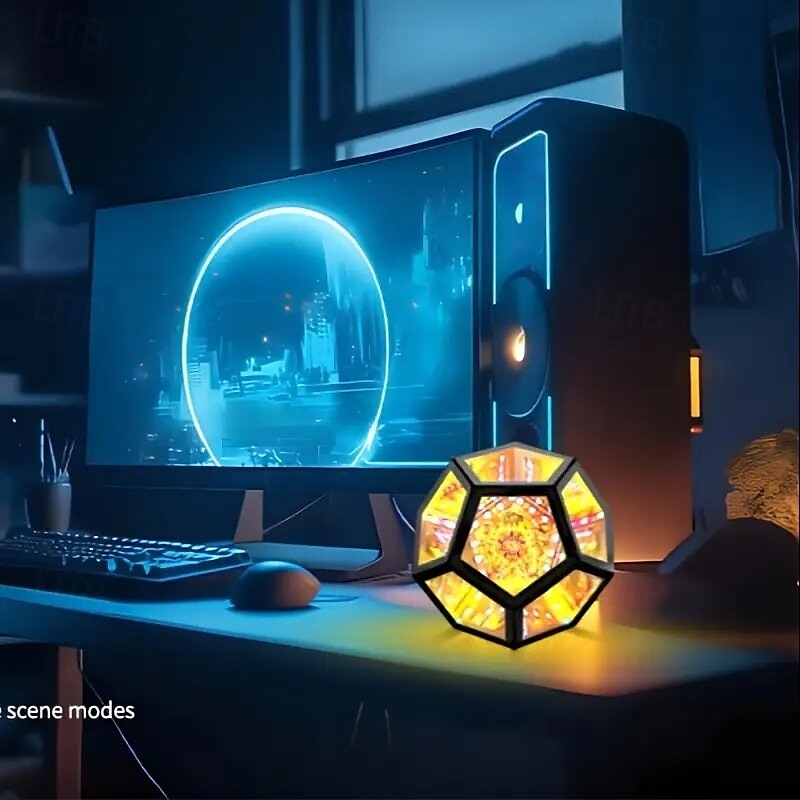 Vibrant Infinity Dodecahedron Neon Sign - USB Powered Multi-Color Illumination Durable Plastic Tabletop Ambient Light - Perfect for Party Decor Celebration Birthday Xmas Wedding Unique Gift Led 2025 - $65.99 –P12