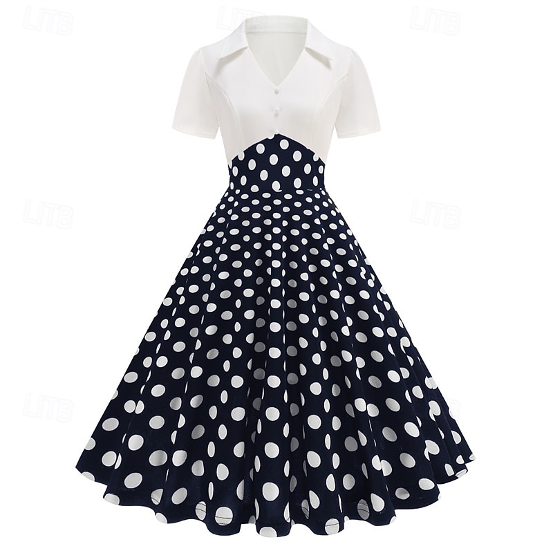 1950s Retro Vintage Rockabilly Knee Length Dress Tea Dress Swing Dress Polka dots Fit & Flare Swing Fancy Dress Women's Christmas Carnival New Year Homecoming Daily Wear Bachelorette Party Adults' 2026 - $32.99 –P12
