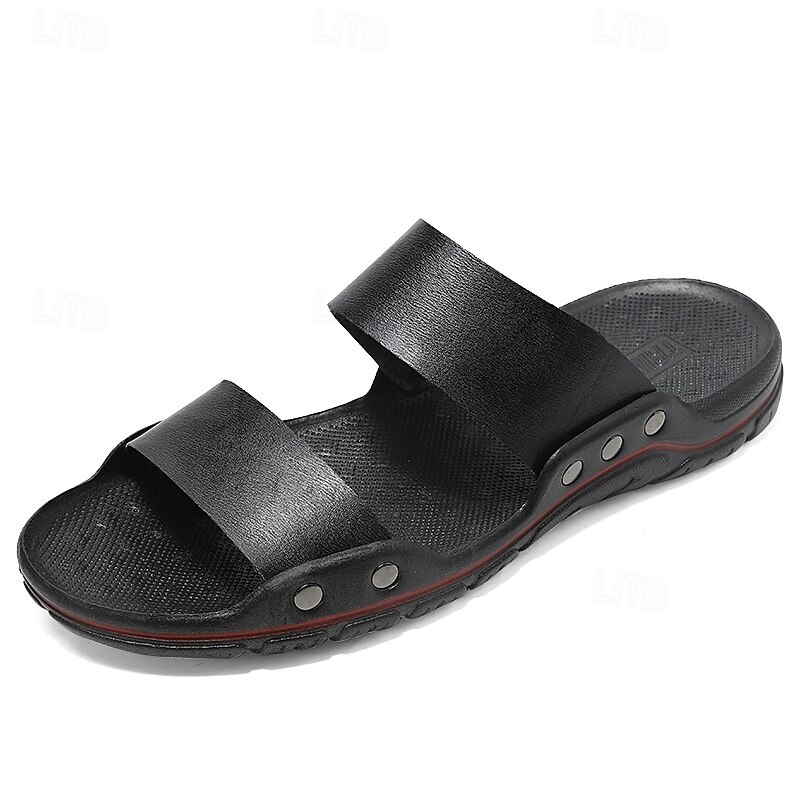 "Men's Black and Yellow Slide Sandals with Wide Straps, Casual Style for Outdoor and Beach Wear 2025 - $19.99 –P3