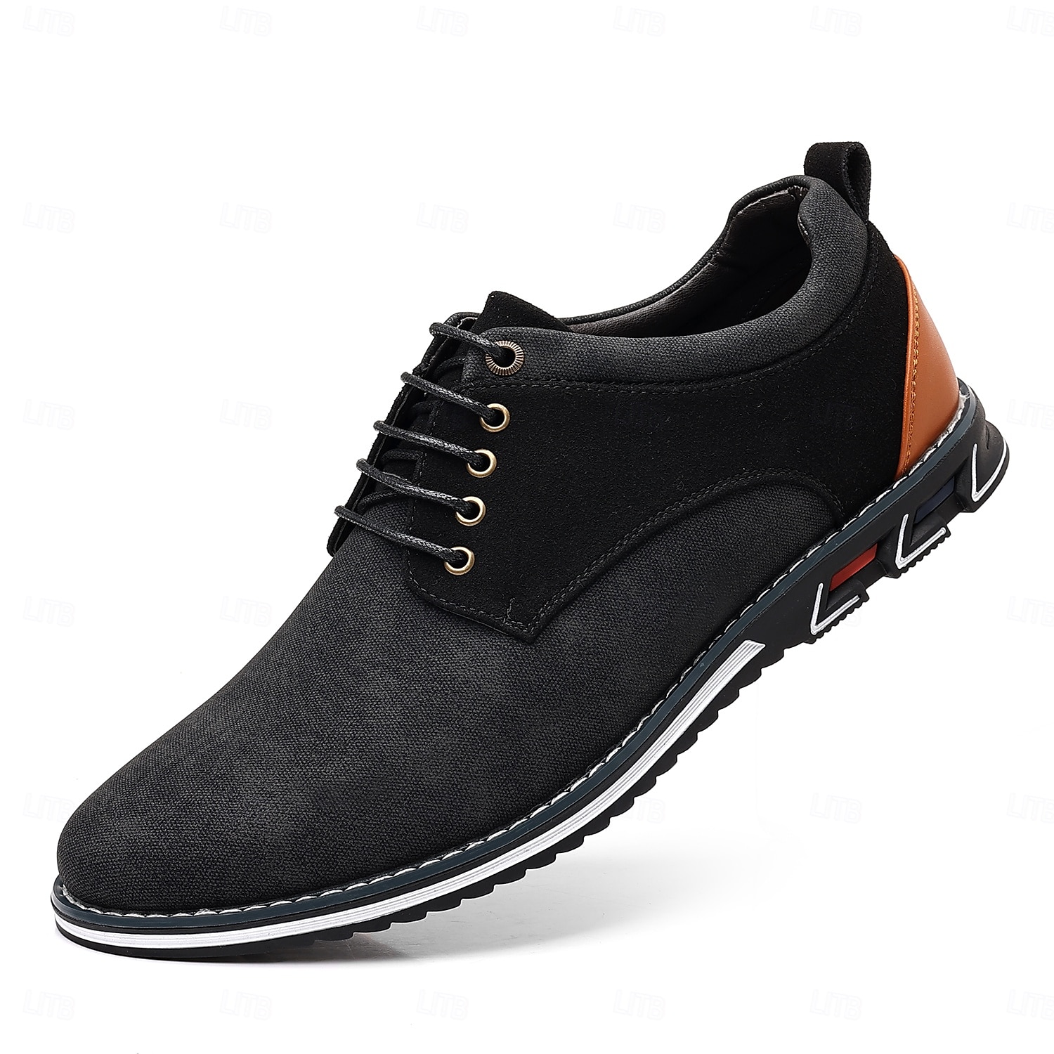 scarpe casual oxford da uomo, sneakers eleganti con lacci blu e nere con dettagli in pelle scamosciata, calzature eleganti per lavoro, matrimoni e uso quotidiano del 2025 a $34.99 –P2