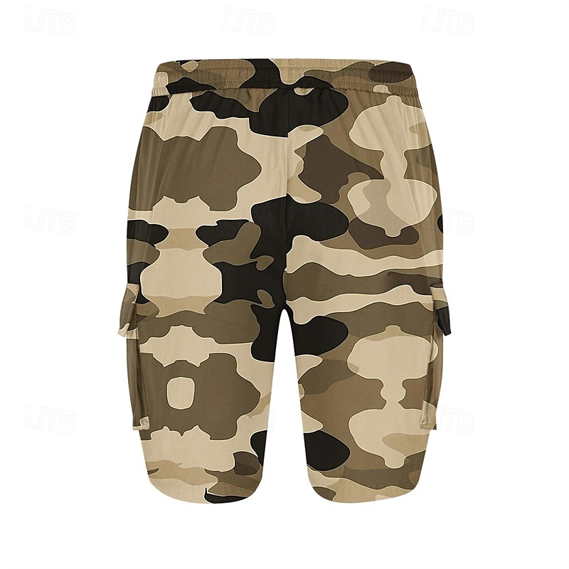 Homens Bermuda Cargo Shorts camuflados Calção Shorts de verão Com Cordão Cintura elástica Bolso multi Côr Camuflagem Conforto Vestível Comprimento do joelho Ao ar livre Esporte Diário Moda Casual de 2025 por $18.99 –P17