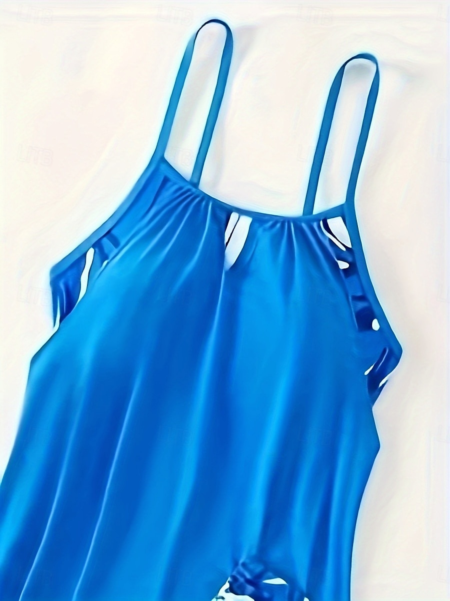 Damen Badeanzug Tankini 2 Stück Junge Bein Bademode Rückenfrei Hohe Taillenlinie Urlaub Strandbekleidung Farbblock Rundhalsausschnitt Ärmellos Badeanzüge 2025 - $31.99 –P5