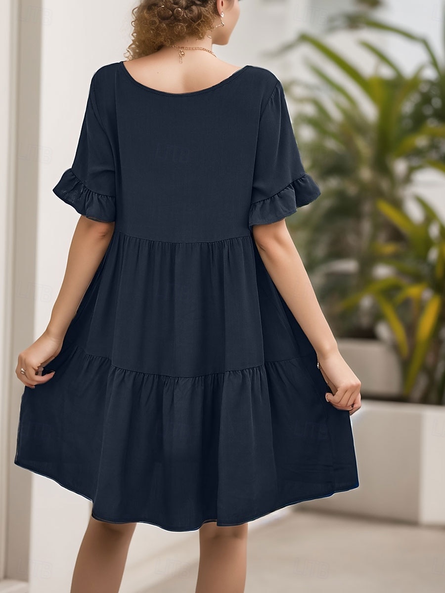 Women's Mini Dress T Shirt Dress Tee Dress Shift Dress Ruffle Dress Casual Vacation Street Casual Regular Fit Graphic Short Sleeve V Neck Black White Light Green Wine Summer 2025 - $24.99 –P4