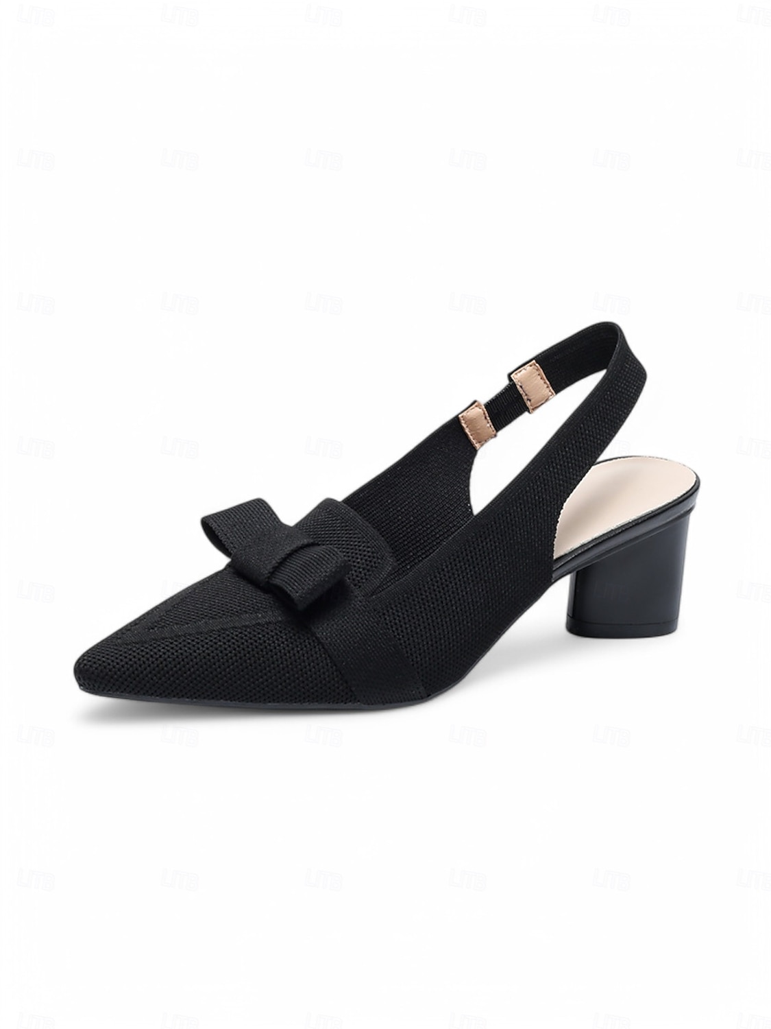 slingback sarok masnival, flyknit hálós felsőrésszel és blokksarkúval elegáns irodai viselethez és esti rendezvényekhez 2025 - $34.99 –P7
