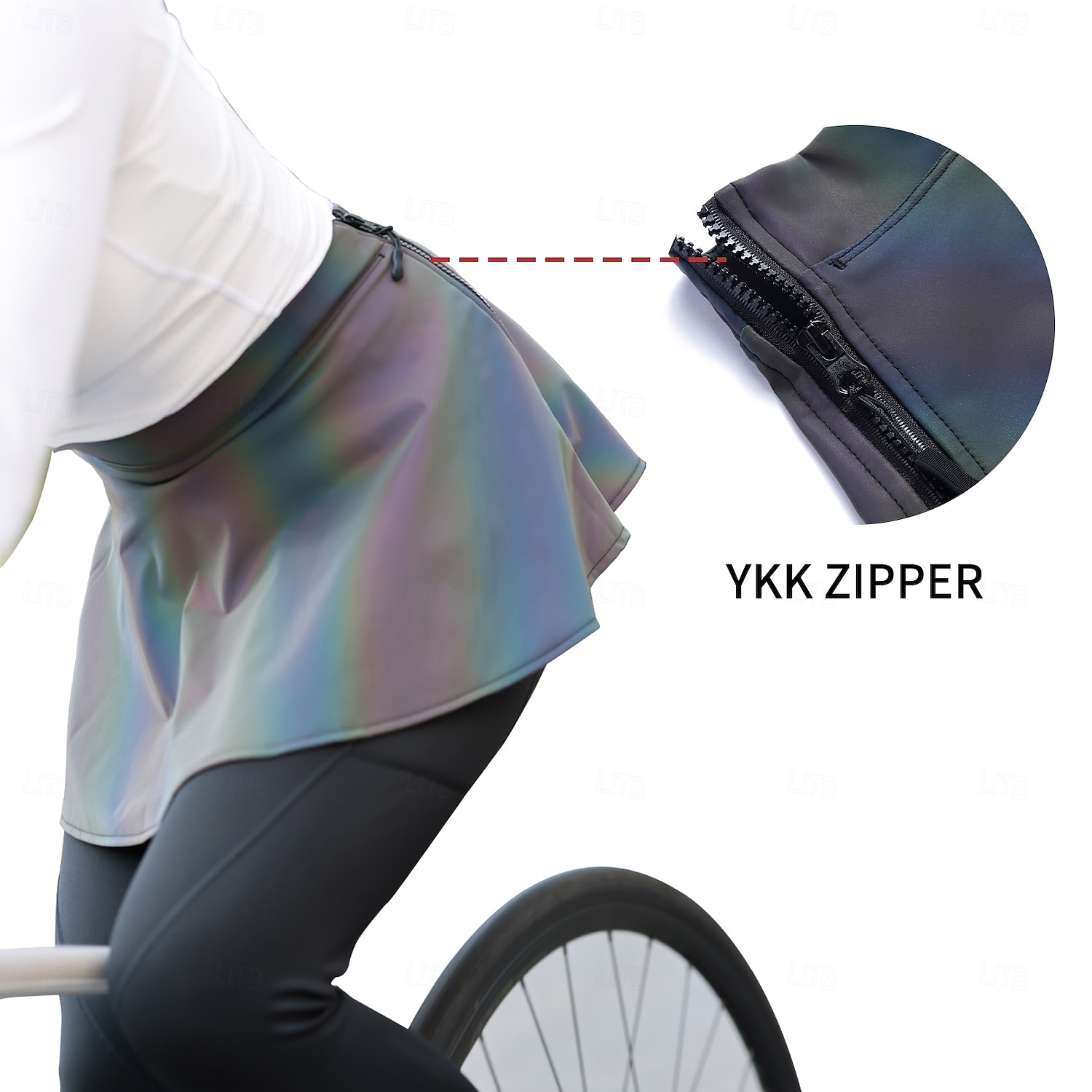 wosawe lente/zomer dames oogverblindende kleurrijke reflecterende stretch slanke eendelige fietstrui rok broek winddicht waterdicht fietsrok be118 2025 - $43.99 –P11
