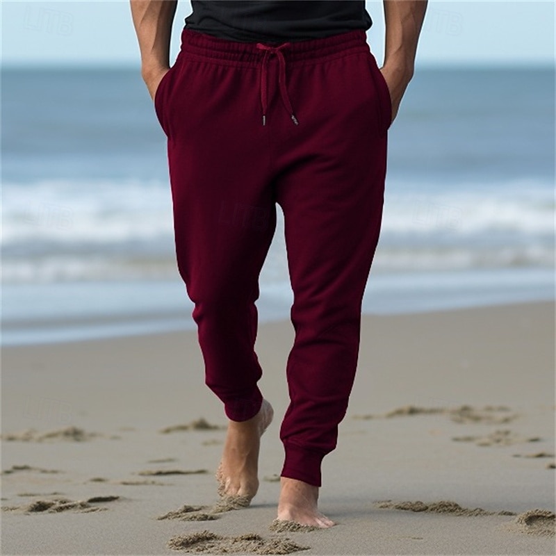 Pánské Atletické kalhoty Tepláky Běžec Kalhoty Kapsy Šňůrky Elastický pas Bez vzoru Pohodlné Outdoorové sporty Denní Módní Na běžné nošení Černá Bílá Lehce elastické 2025 - $13.99 –P13