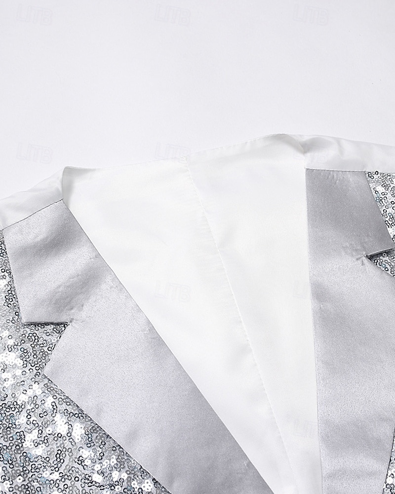 Men's Vest Waistcoat Gilet Performance Vacation Stage Fashion Casual Summer Spring Sequins Buttons Pocket Polyester Comfortable Plain Single Breasted One-button Lapel Regular Fit Silver Black Vest 2025 - $33.99 –P4