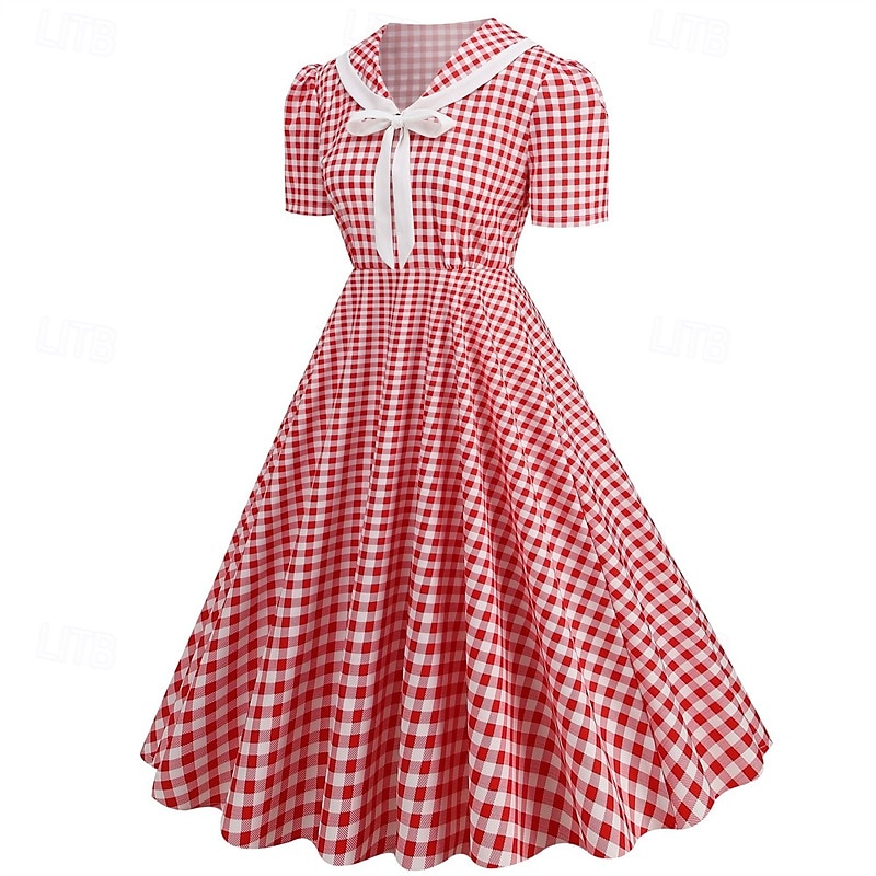 Retro 50. léta Rockabilly Šaty Houpací šaty Maškarní kostým Dámské Karneval Plesová maškaráda Denní nošení loučení se svobodou nevěsty Dospělé Šaty Šaty pro návrat domů 2025 - $23.99 –P17