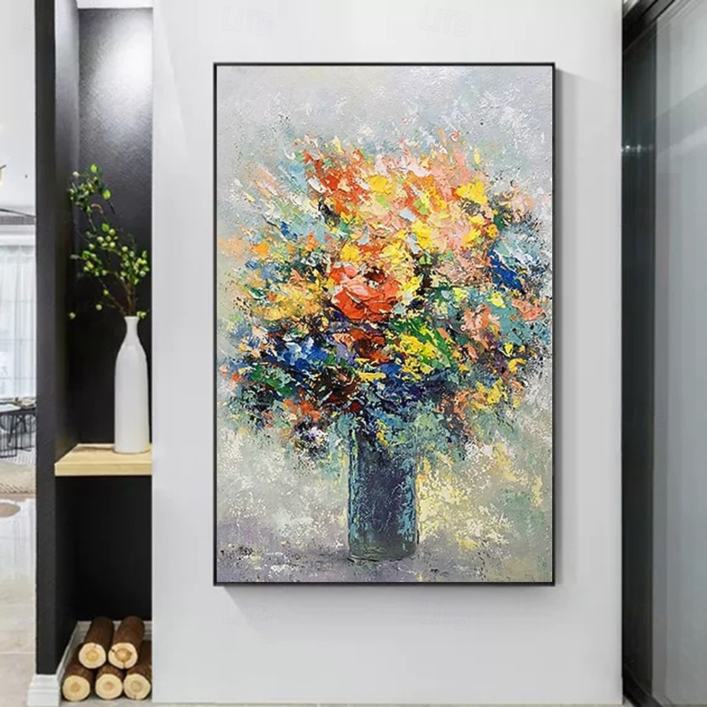 Mintura fait à la main abstrait texture fleurs peintures à l'huile sur toile art mural décoration moderne image pour la décoration intérieure roulé sans cadre peinture non étirée de 2025 ? $69.99 –P1