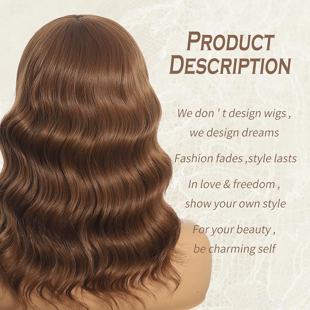 Wavy Curly Bob Wigs for Womn, Women'S Charming Chocolate Brown Wigs Shoulder Medium Length Wigs with Bangs for Daily Cosplay Party Use 2025 - $29.99 –P4